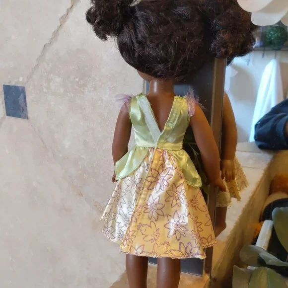 American Girl Wellie Wishers "Kendall" 14" Doll dressed as Princess Tiana - Picture 2 of 5